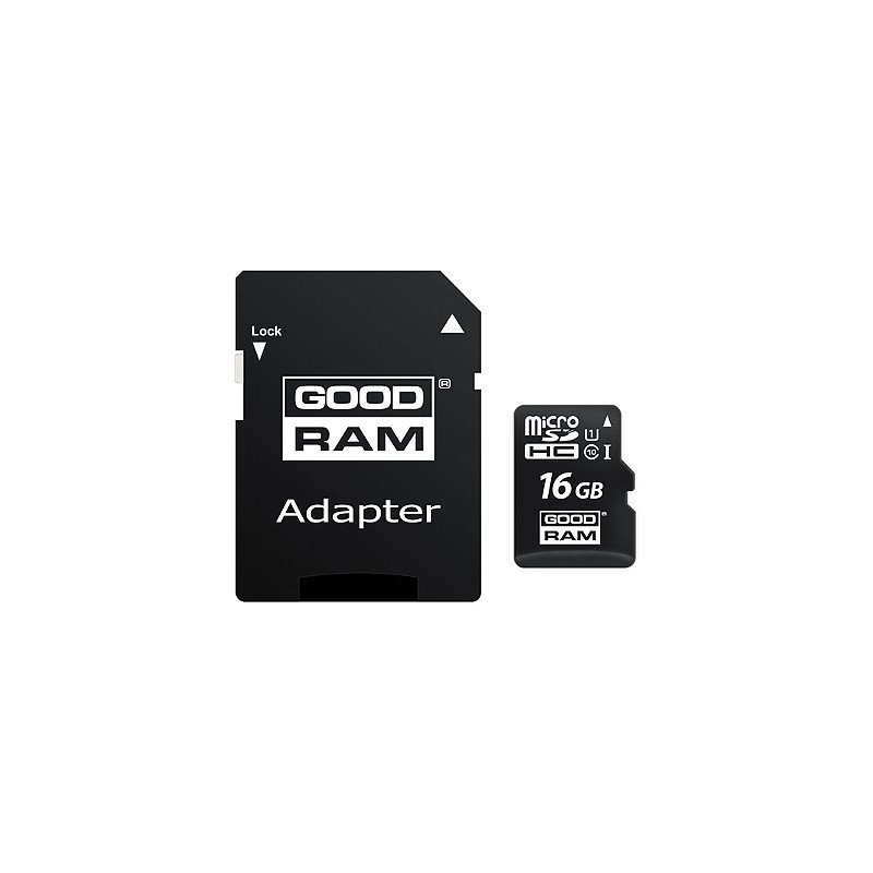 CARTE MÉMOIRE GOODRAM MICRO SD 16GB + ADAPTATEUR UHS 1