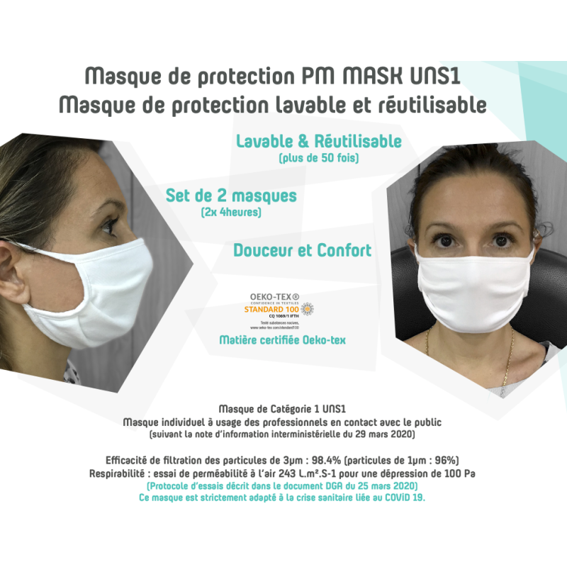 Lot de 1000 Masques de Protection Lavables et Réutilisables