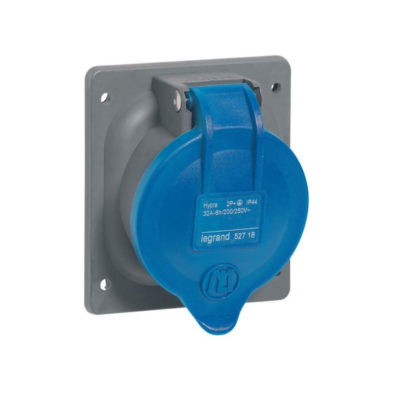 Prise à entraxes unifiés fixe Hypra IP44 32A - 200V~ à 250V~ - 2P+T - plastique